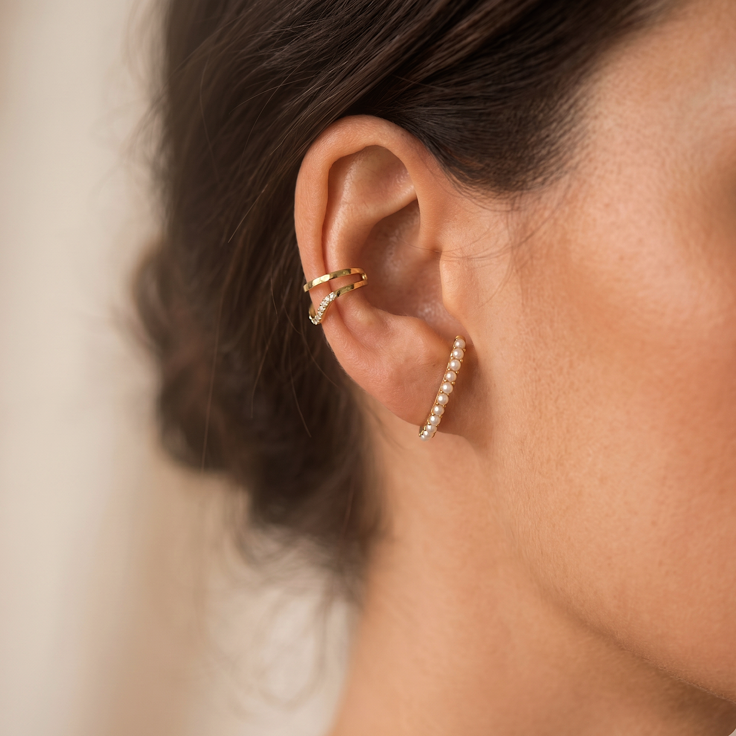 Pearl Suspender Stud Earrings