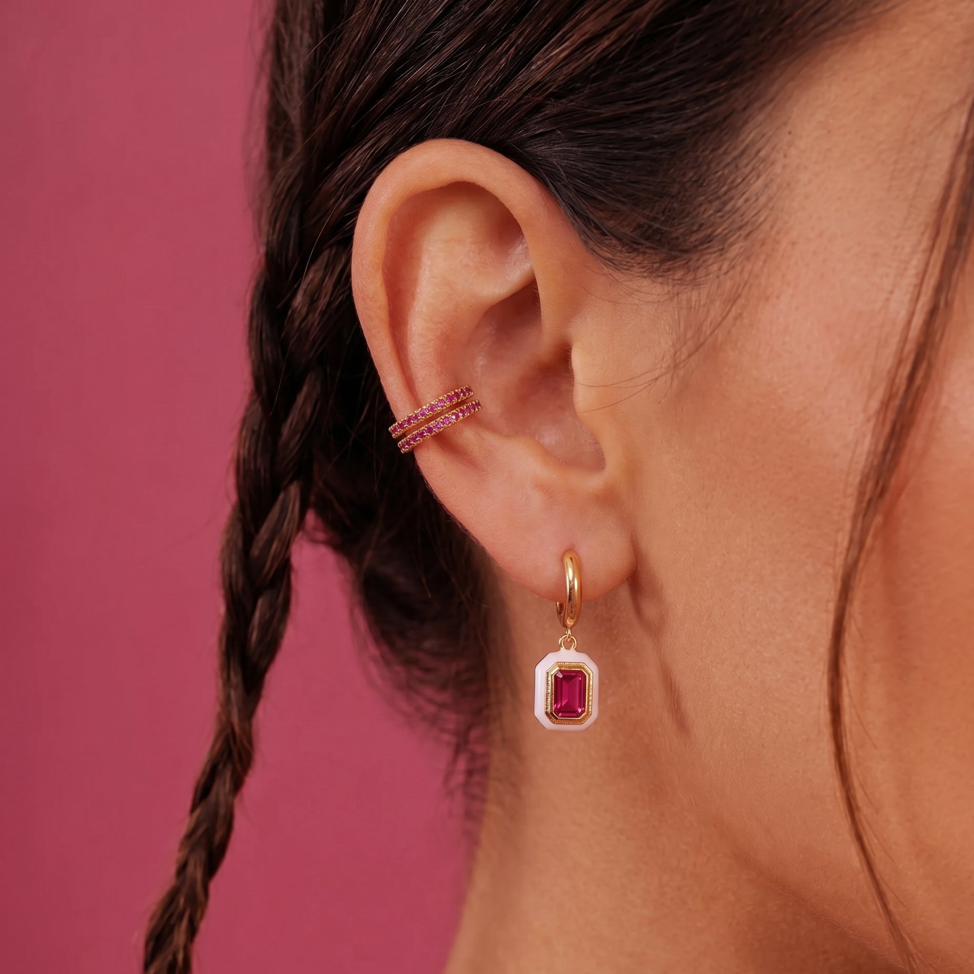 Orecchini a cerchio Ruby Bedazzle
