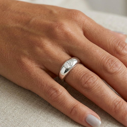 Marquesa anillo de cúpula plateado