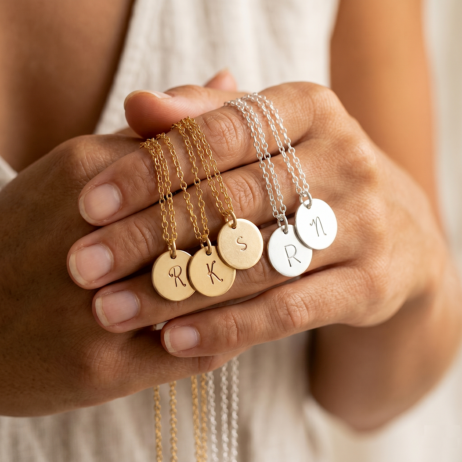 Personalized Initial Disc Necklace