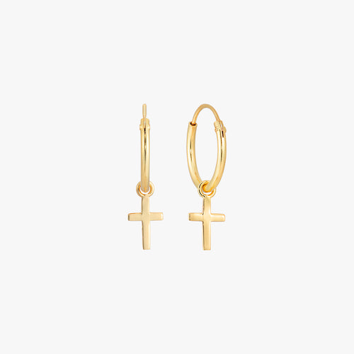 Faith Cross Hoop Earrings
