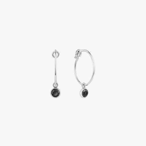 Little Black Bezel Hoop Earrings