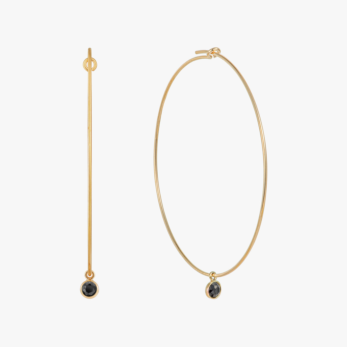 Black Bezel Big Hoop Earrings