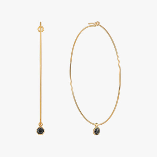 Black Bezel Big Hoop Earrings