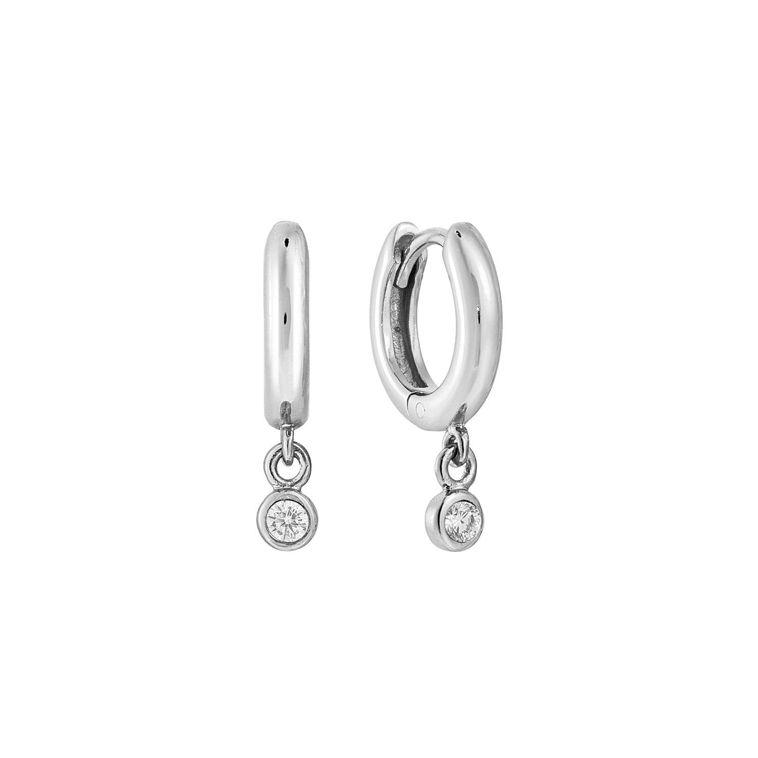 Bezel Drop Huggie Earrings – J&CO Jewellery