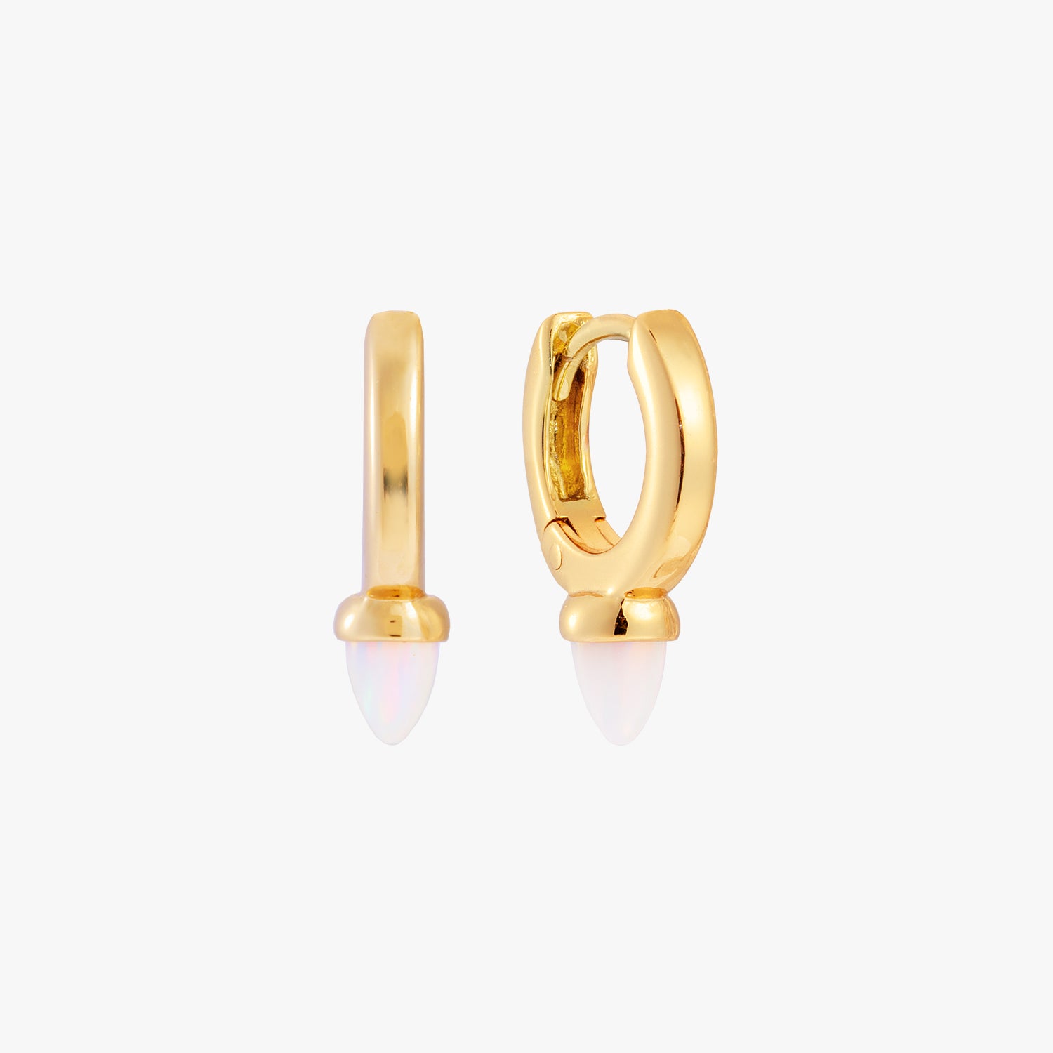 Opal Bullet Huggie Earrings