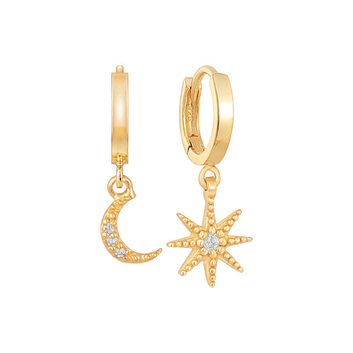 Star Moon Shine Hoop Earrings – J&CO Jewellery