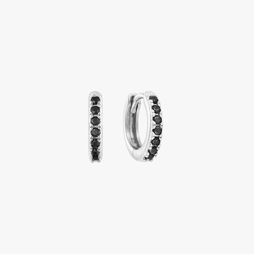 Black Pave Huggie Hoop Earrings