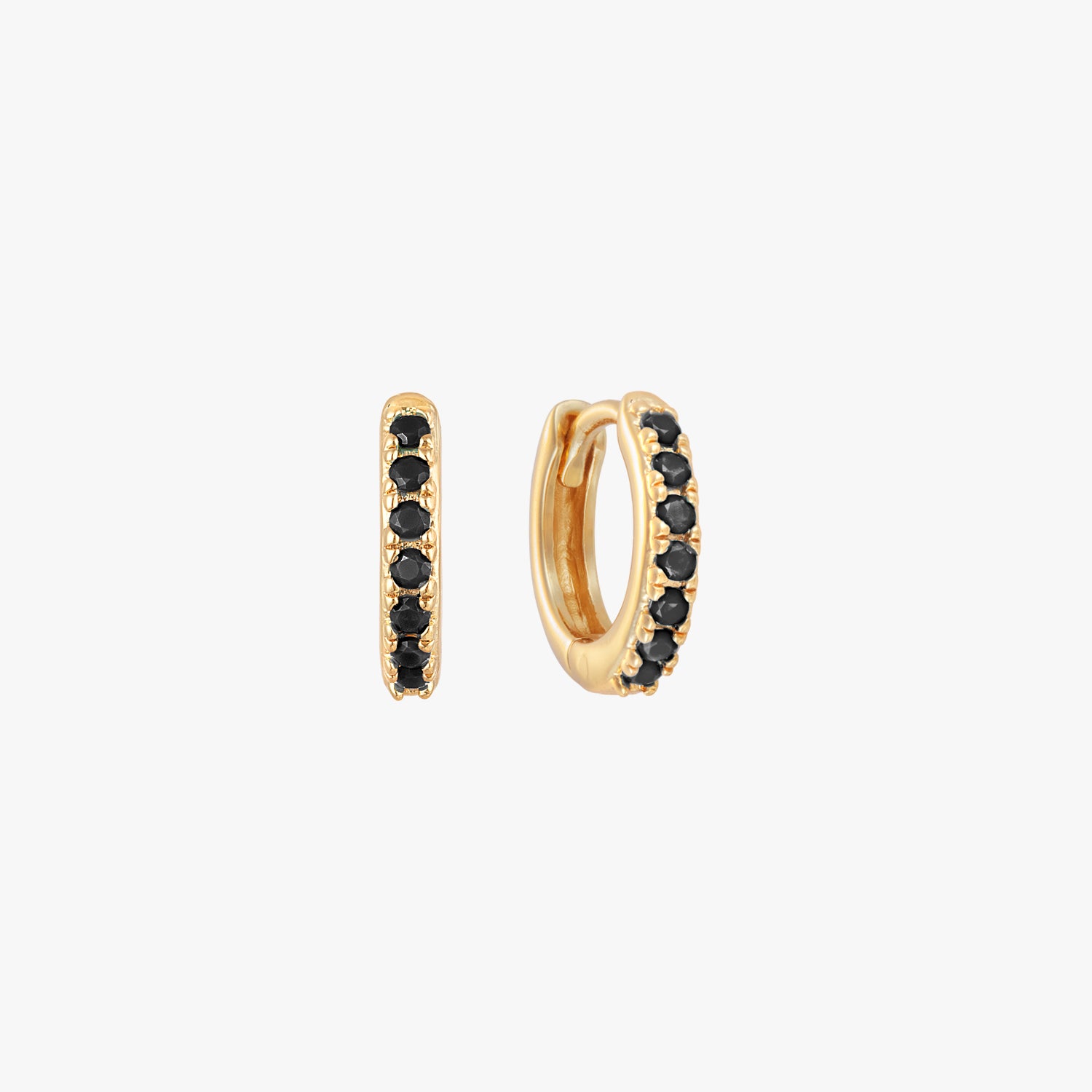 Black Pave Huggie Hoop Earrings