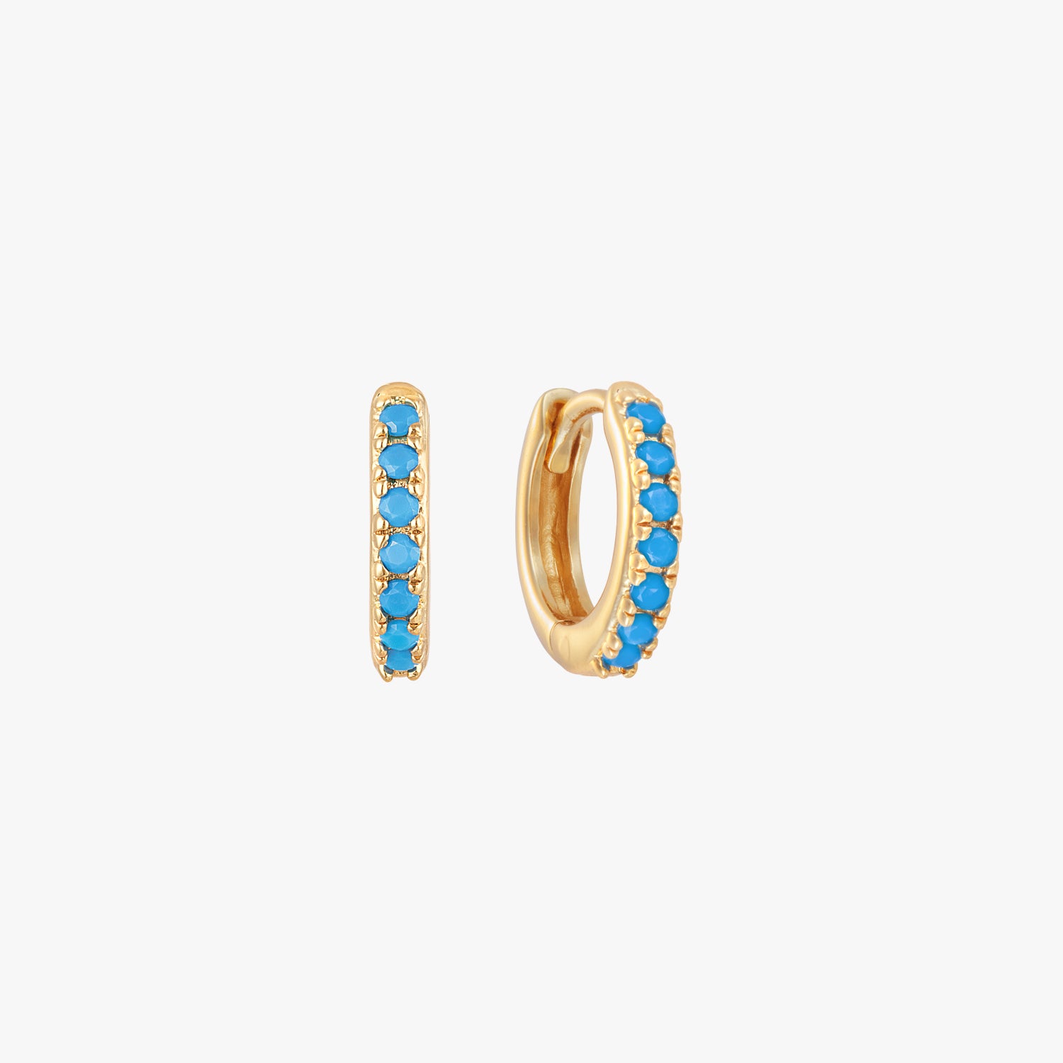 Turquoise Huggie Hoop Earrings