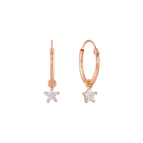 Rose gold deals star hoop earrings