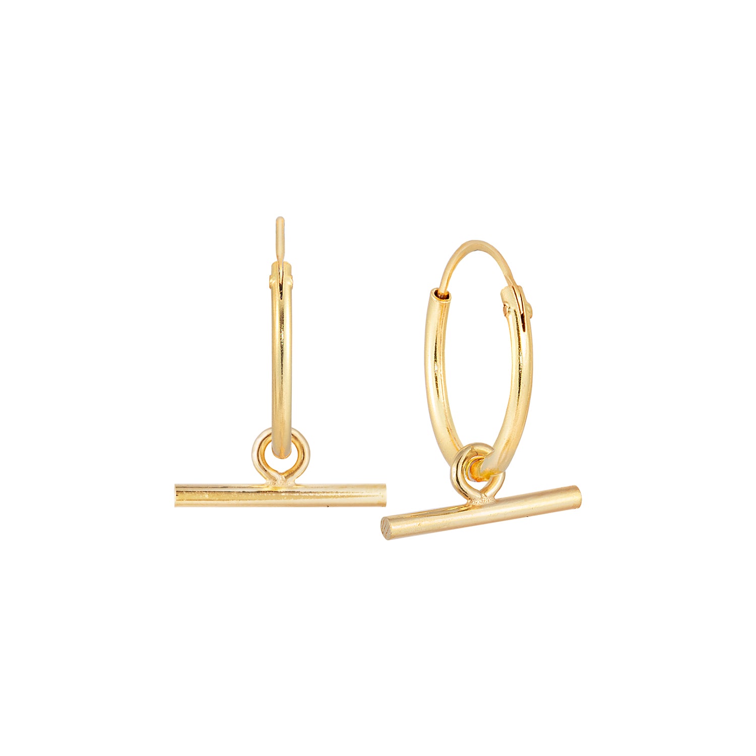 J&CO Jewellery T Bar Hoop Earrings Gold