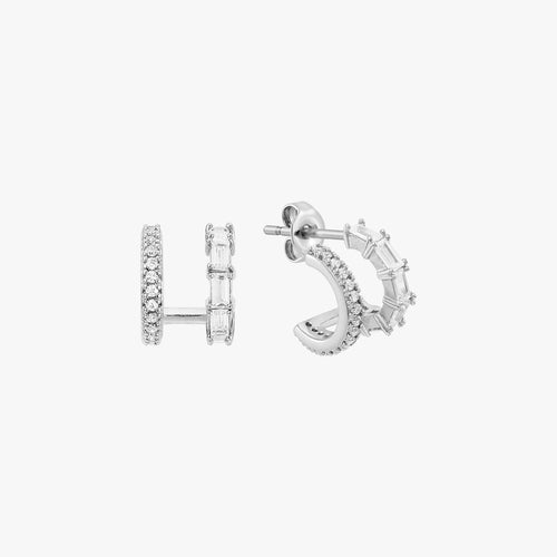 Double Pave Huggie Earrings