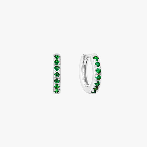 Emerald Pave Huggie Hoop Earrings
