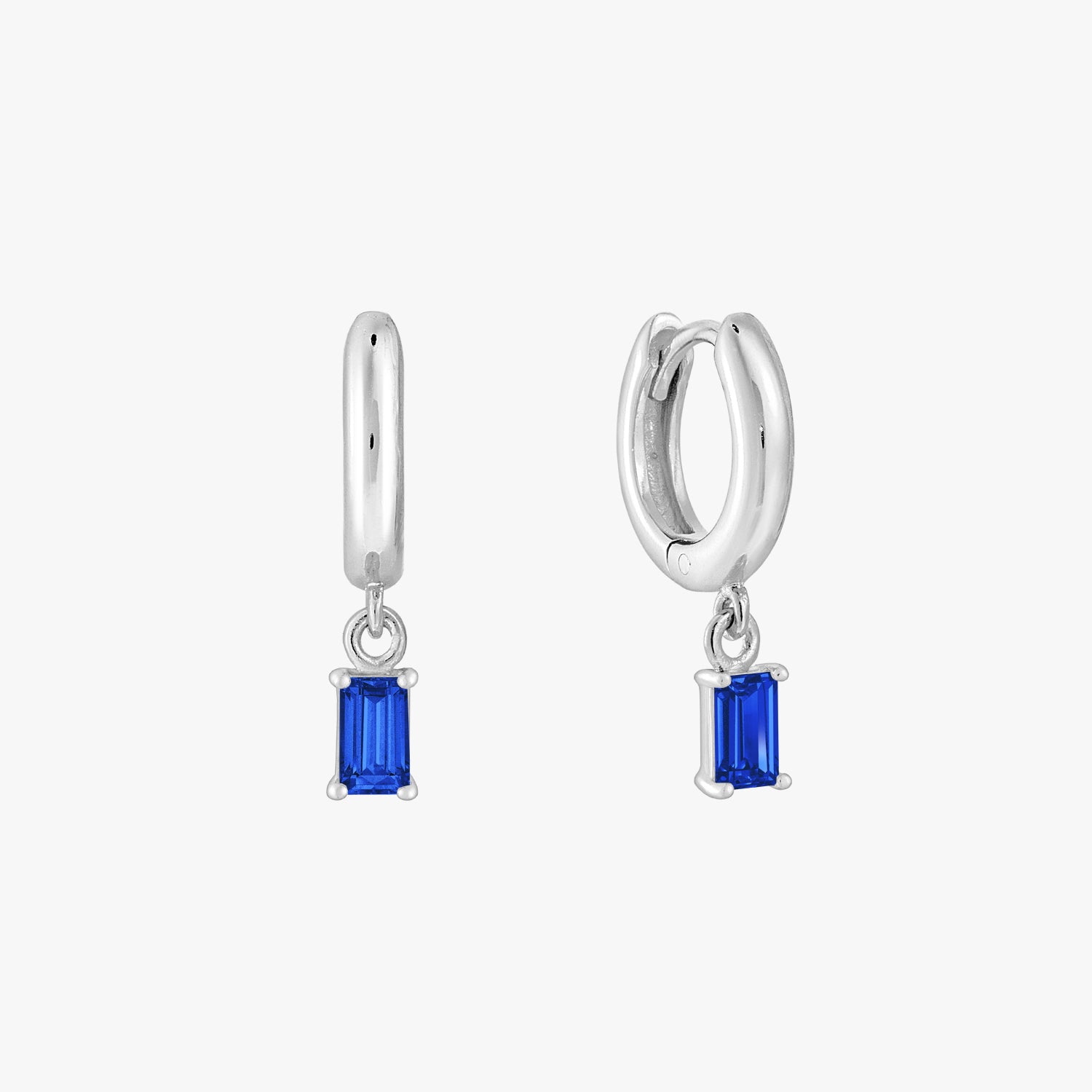 Blue Spinel Baguette Hoop Earring