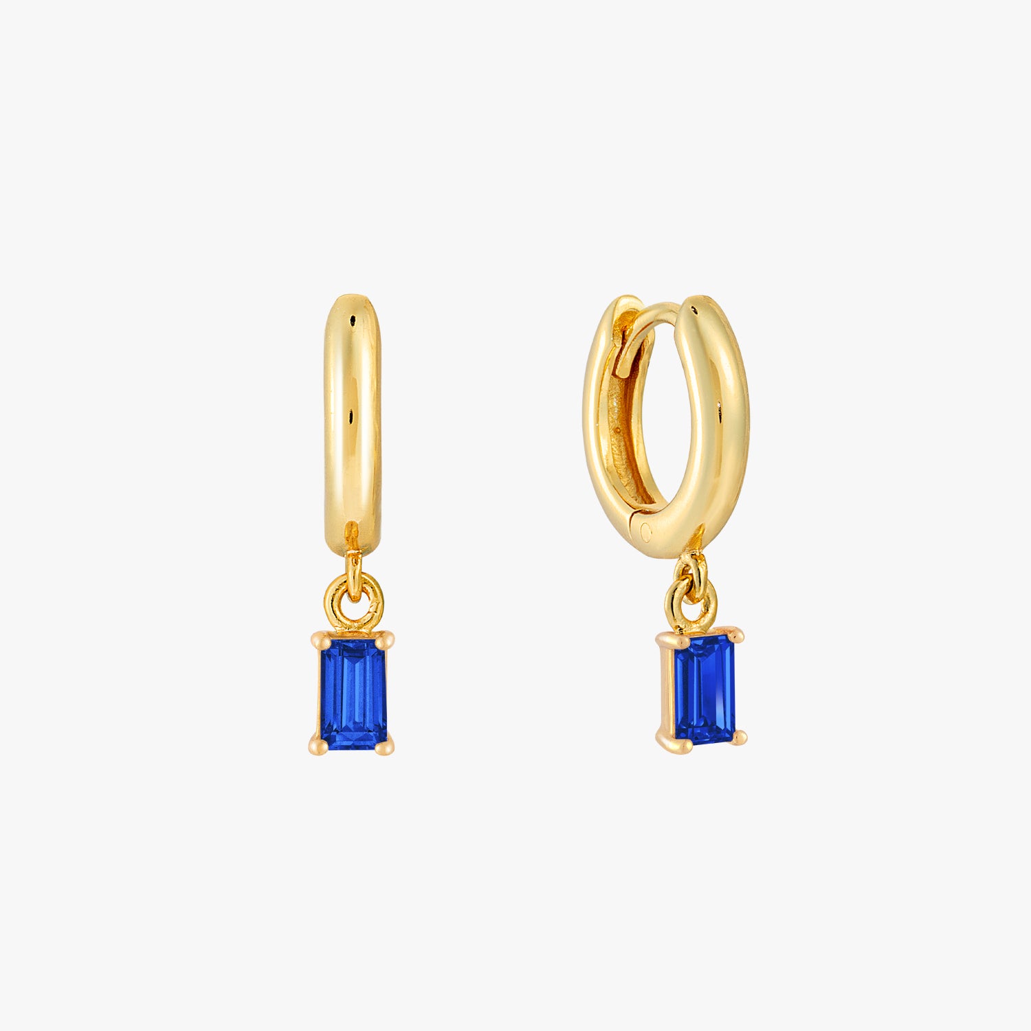 Blue Spinel Baguette Hoop Earring