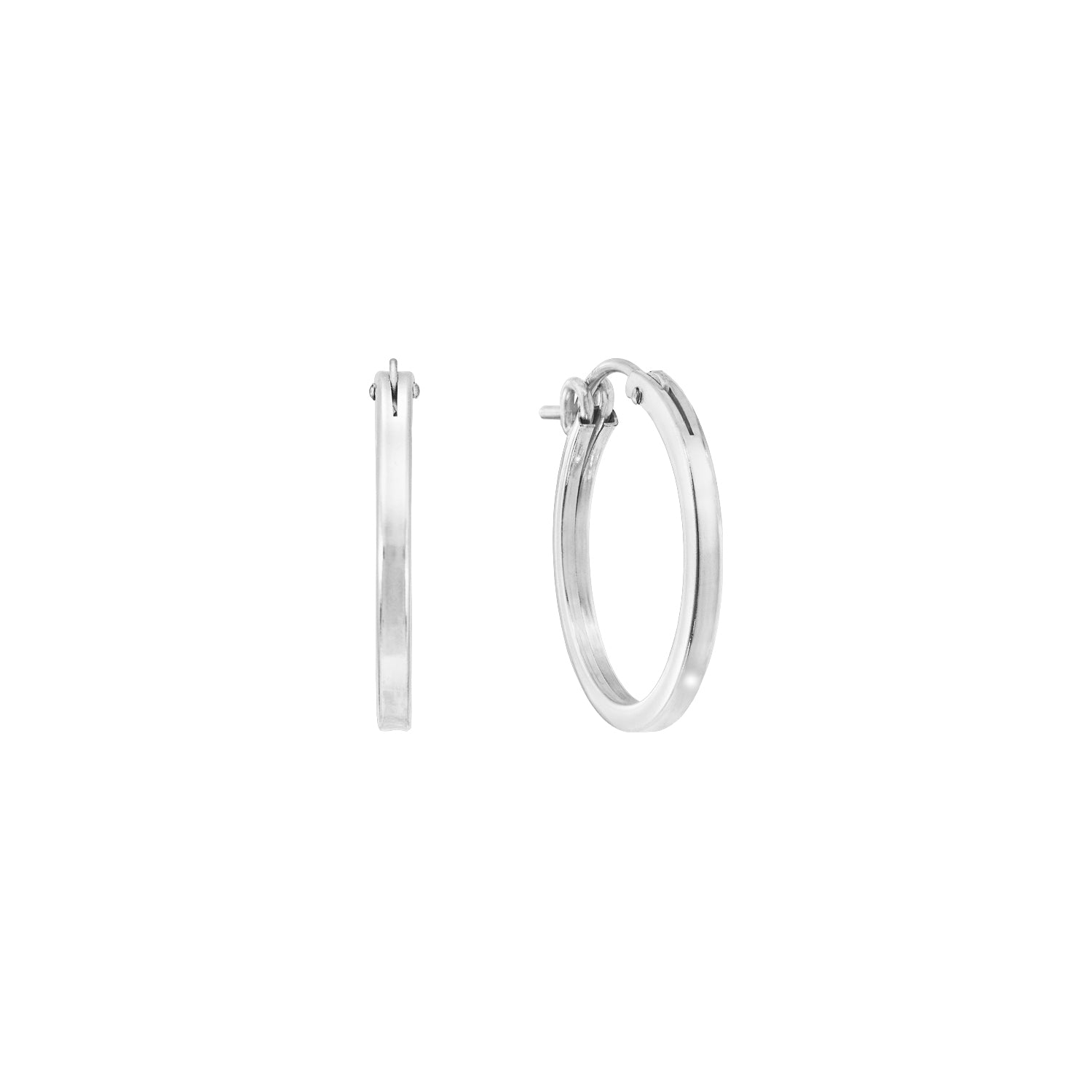 J&CO Jewellery Small Square Edged Hoop Earrings Silver