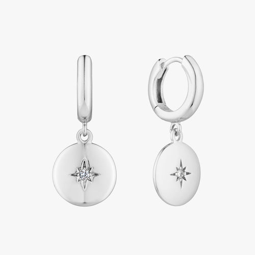 Starburst Disc Hoop Earrings