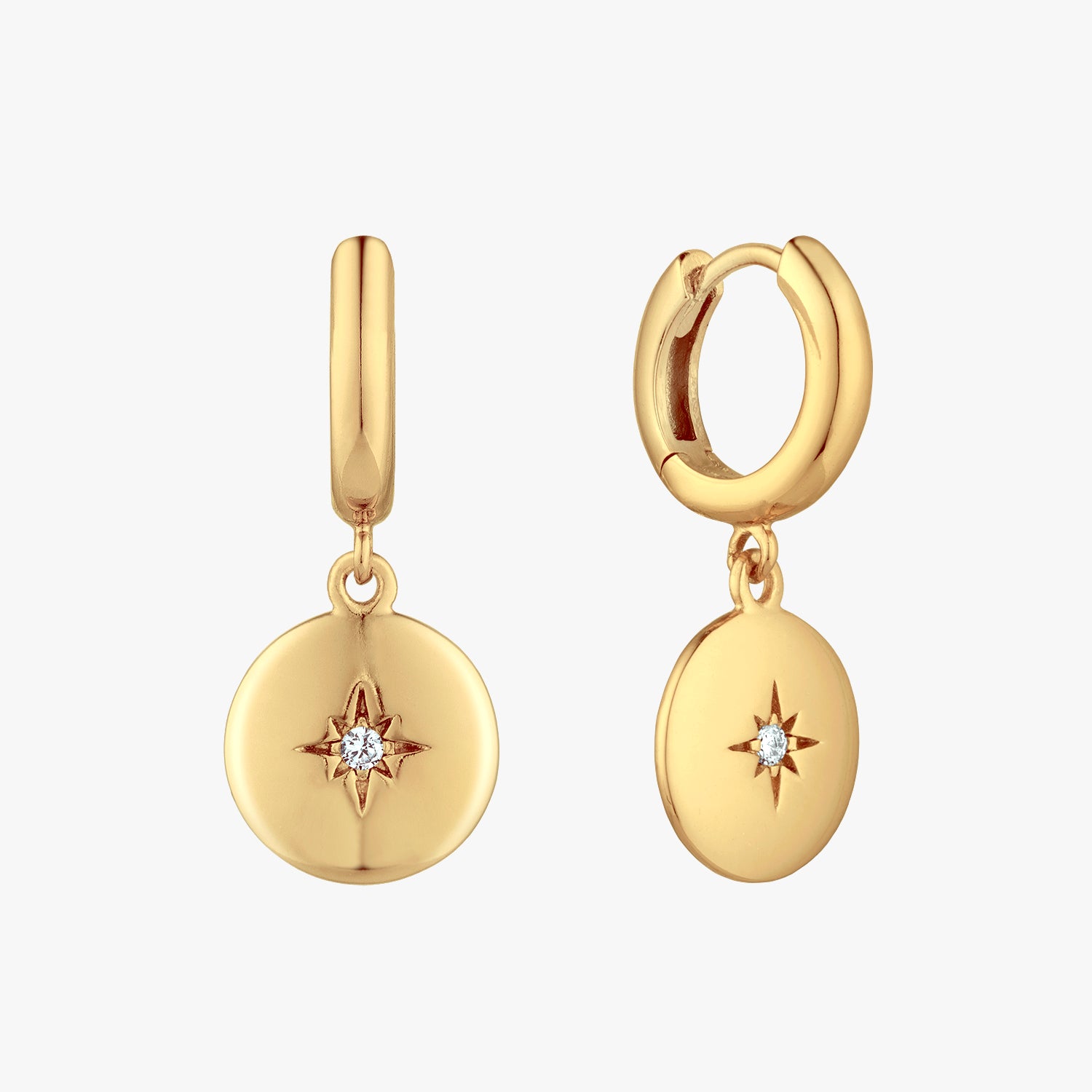 Starburst Disc Hoop Earrings