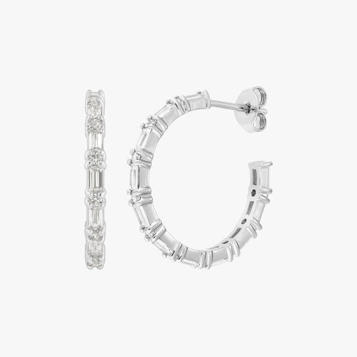 Cluster Baguette Hoop Earrings