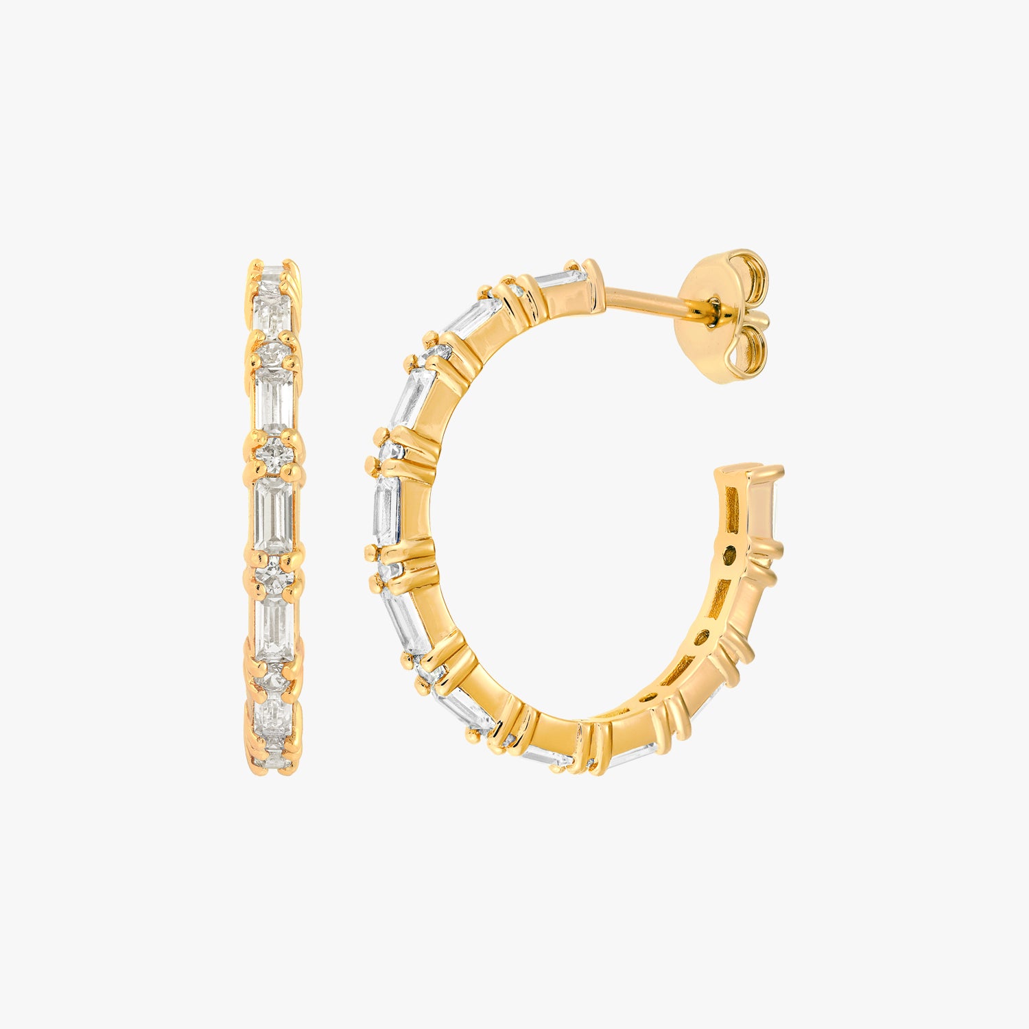 Cluster Baguette Hoop Earrings