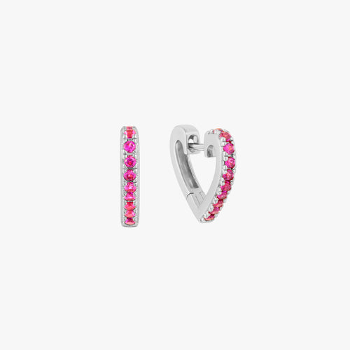Ruby Heart Hoop Earrings