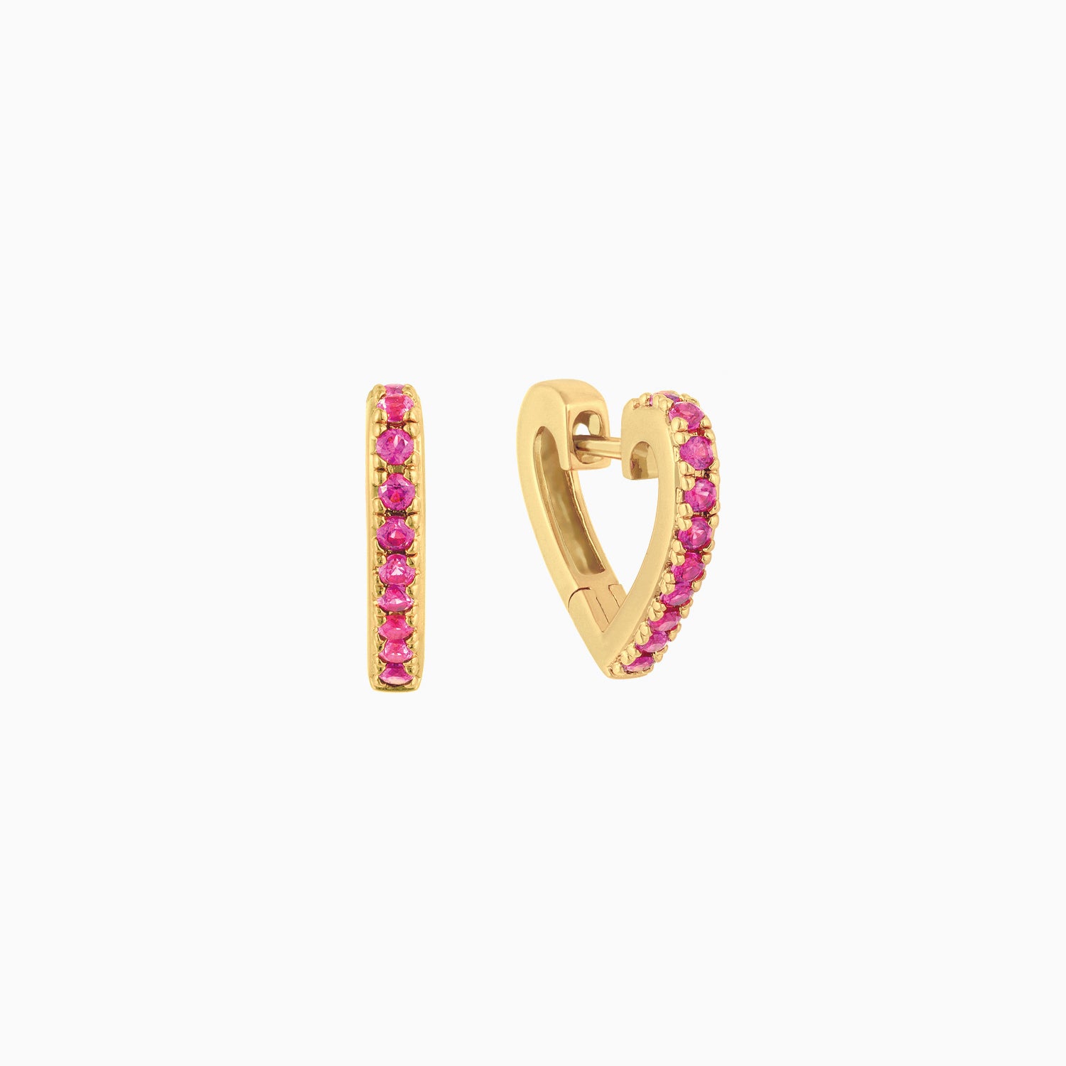 Ruby Heart Hoop Earrings