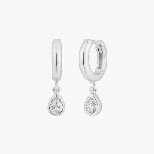 Teardrop Bezel Hoop Earrings