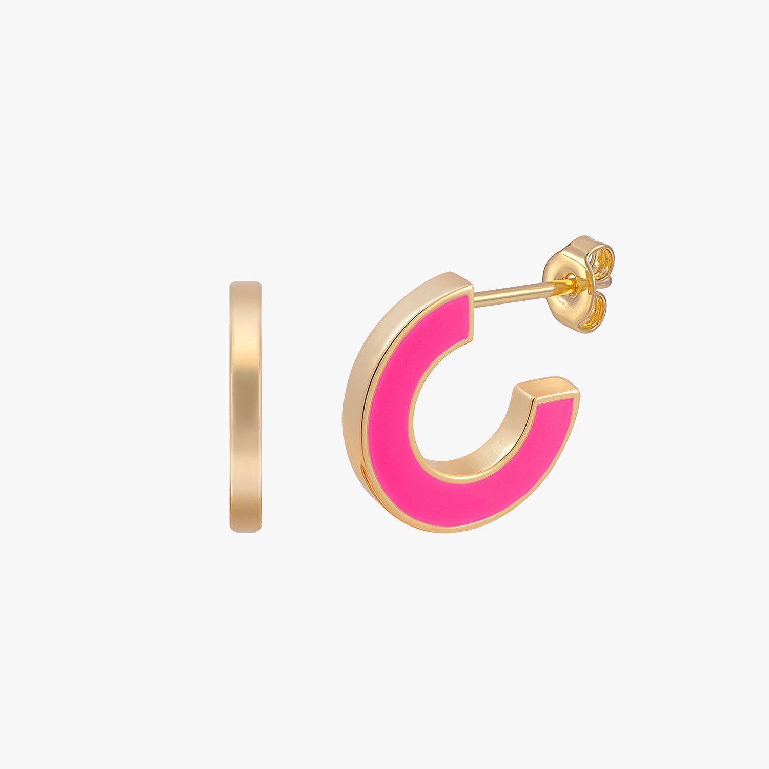 粉紅色明亮未來可翻轉琺瑯耳環