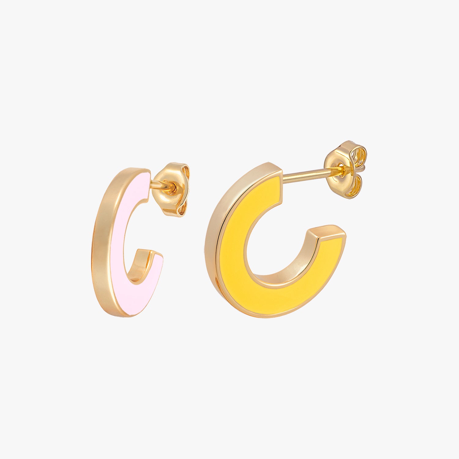 Pendientes de esmalte reversibles de color amarillo rosa