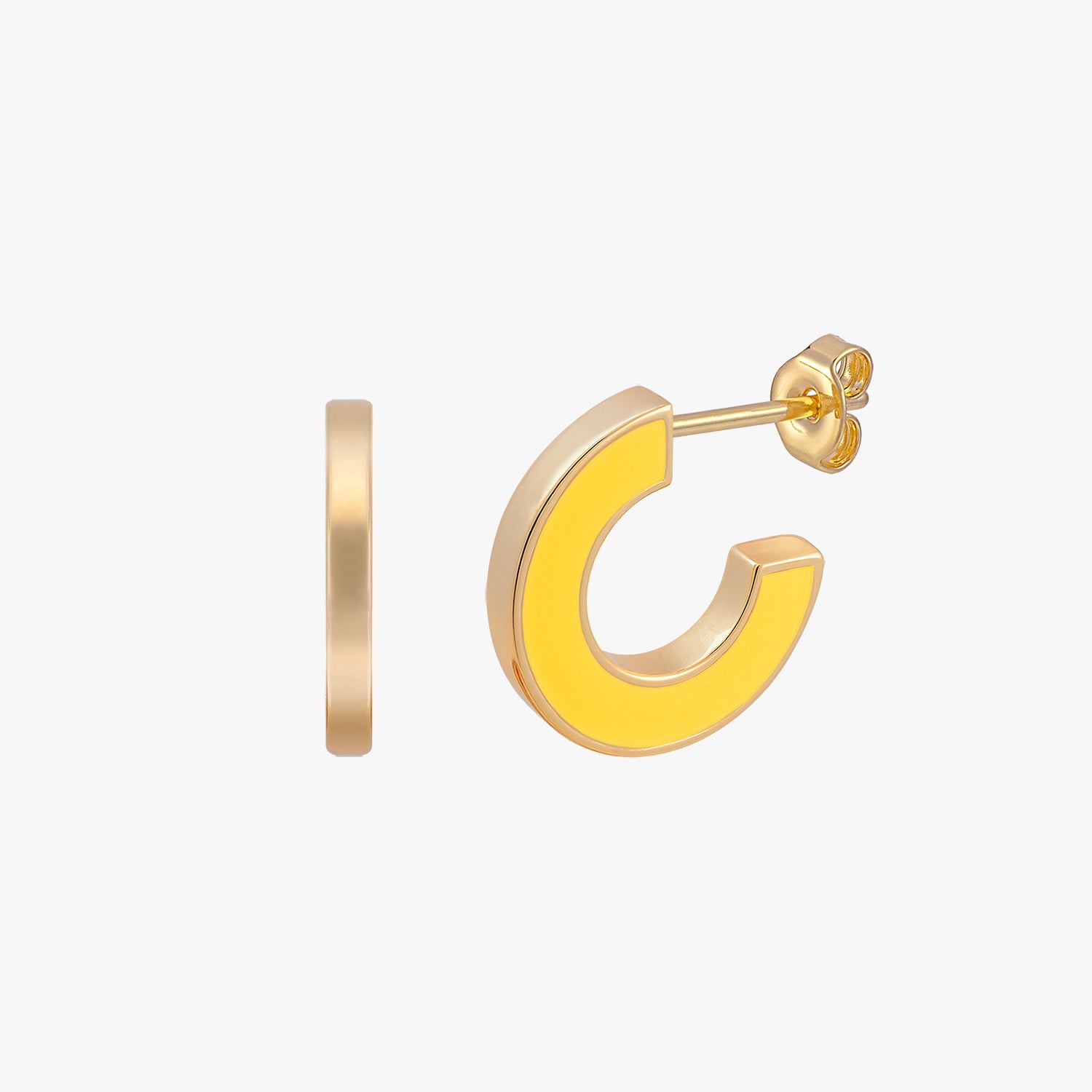 Pendientes de esmalte reversibles de color amarillo rosa