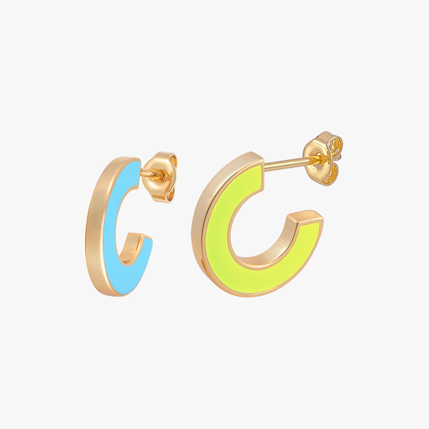 ต่างหูเคลือบอีนาเมลกลับด้านได้ สีฟ้าน้ำทะเลสดใส