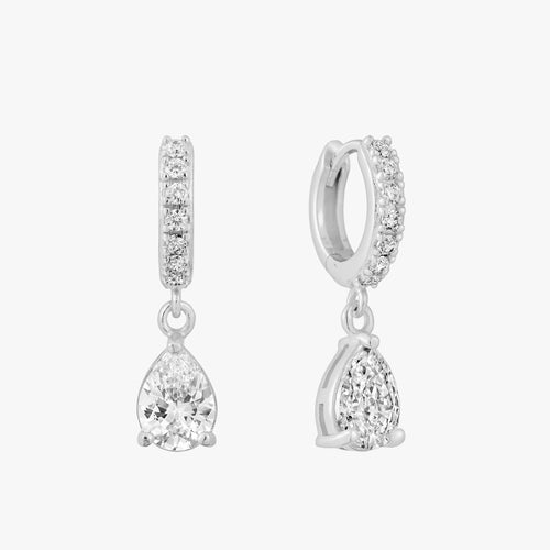 Teardrop Pave Hoop Earrings