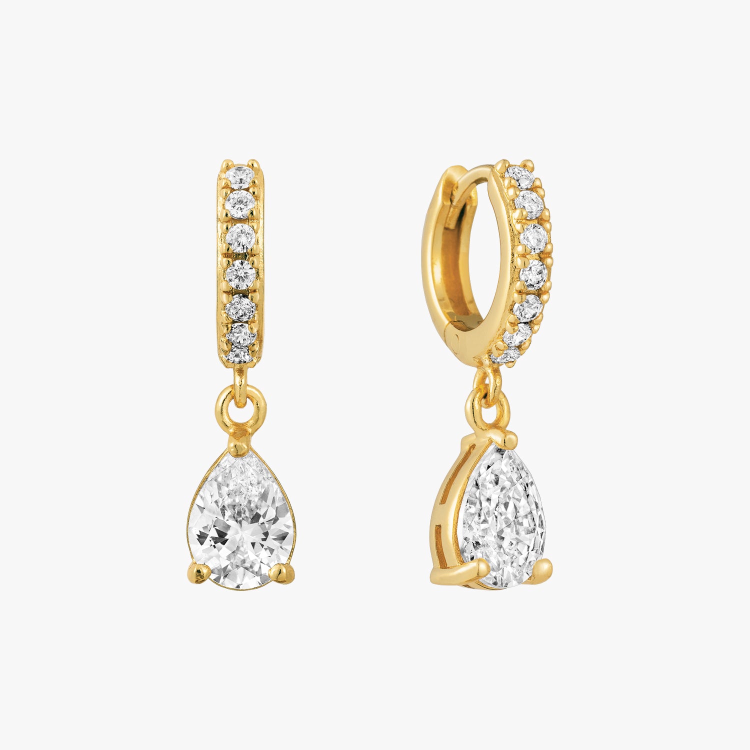 Teardrop Pave Hoop Earrings