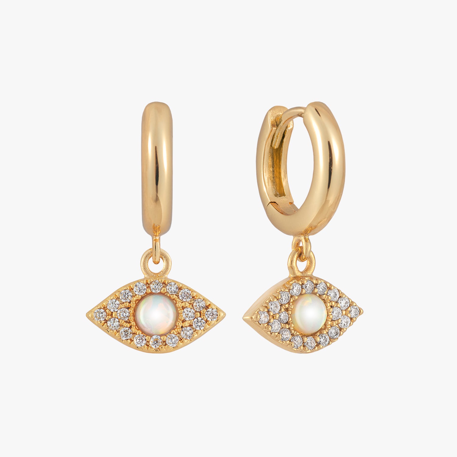 Opal Evil Eye Hoop Earrings
