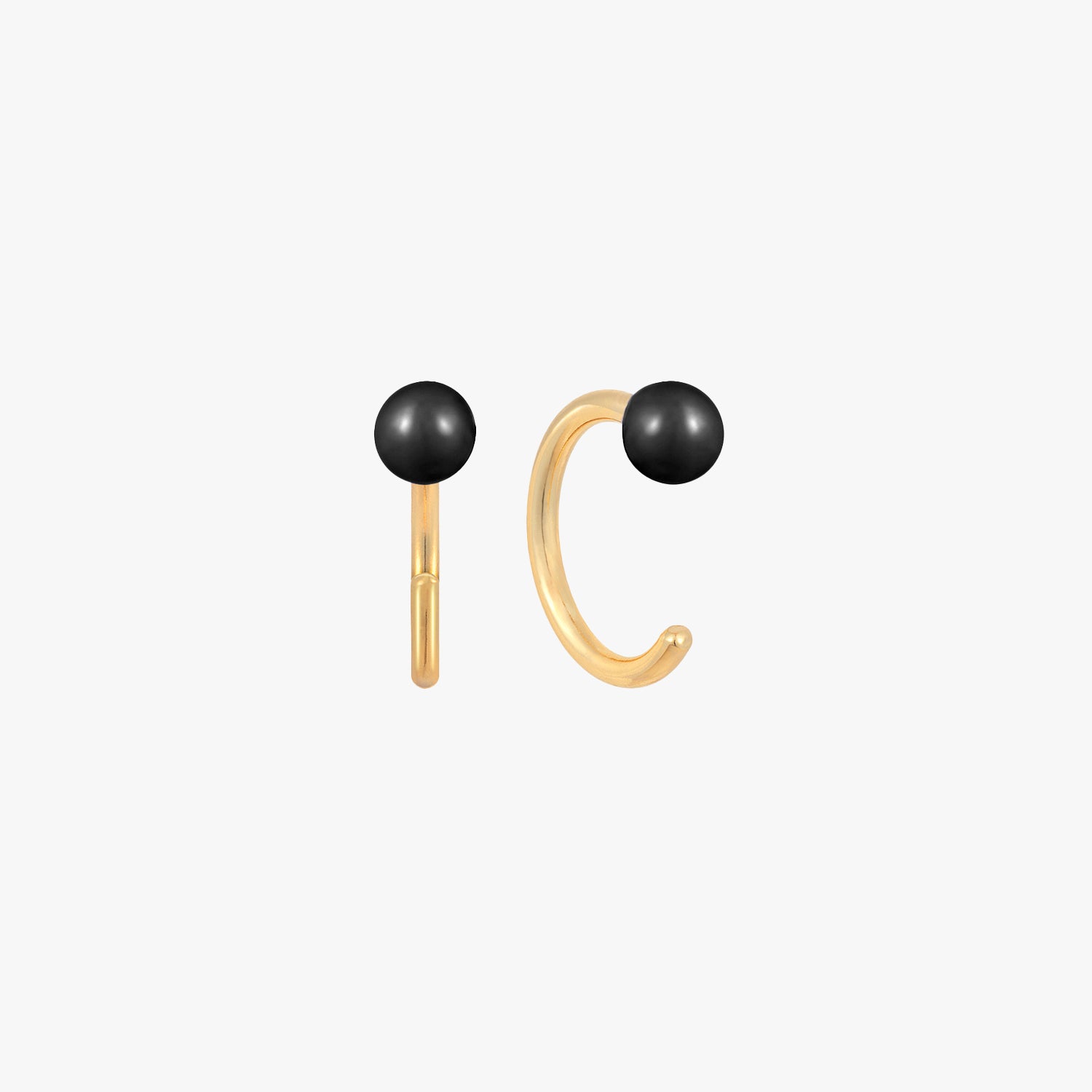 Baby Ball Black Enamel Huggie Earrings