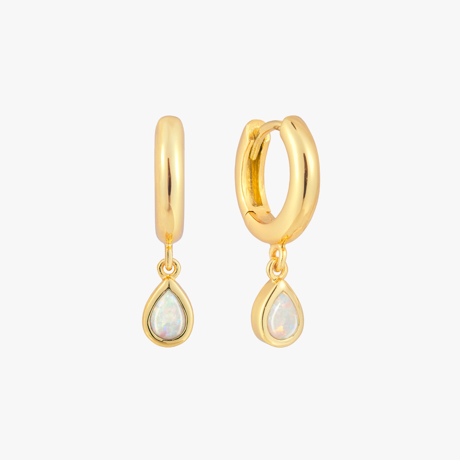 Opal Cabochon Hoop Earrings