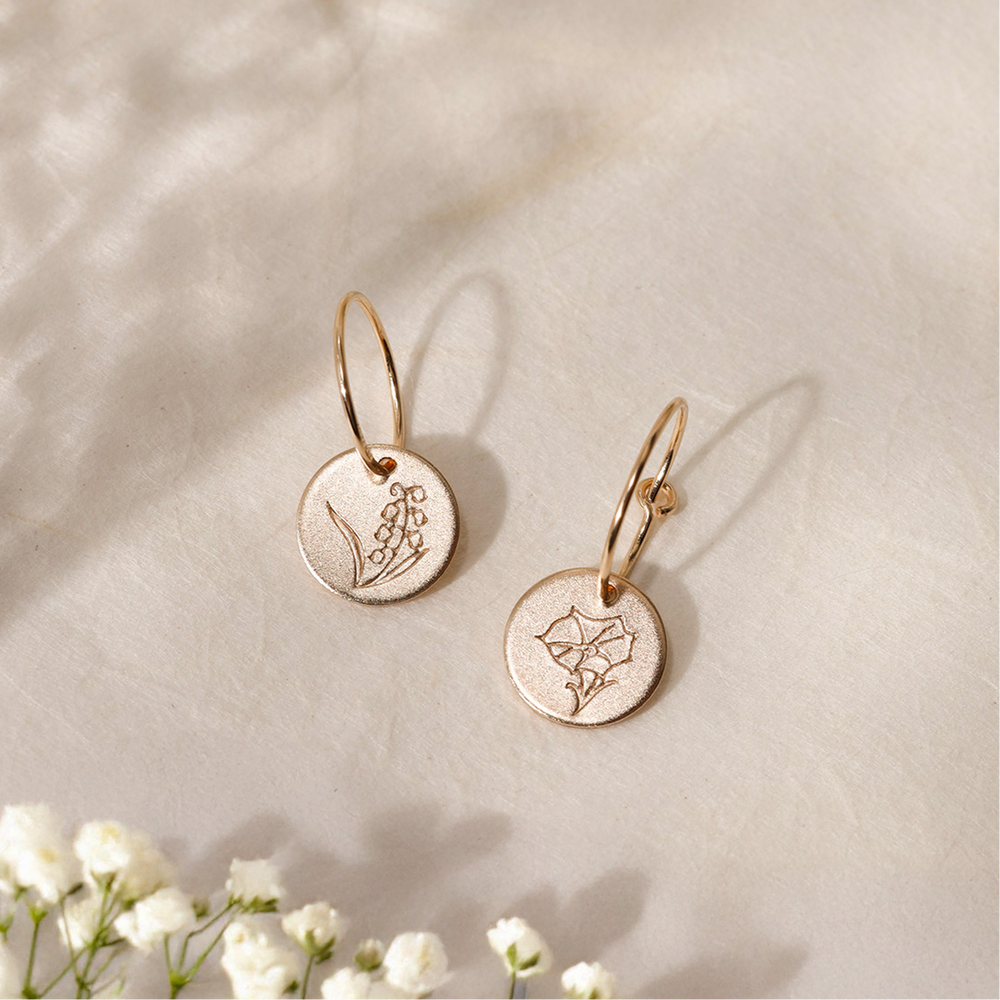 Personalized Mini Birth Flower Hoop – J&CO Jewellery