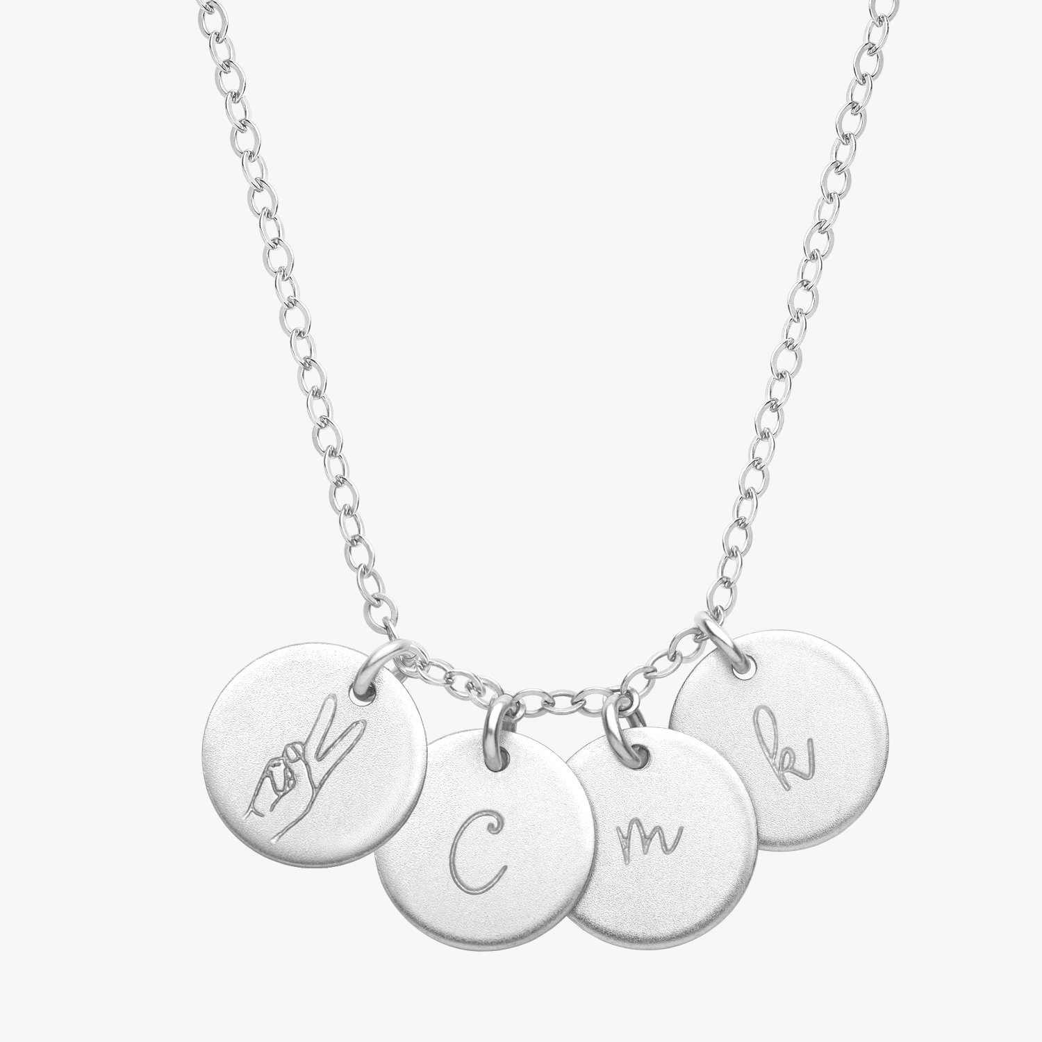 Personalized Hand Sign Silver Necklace