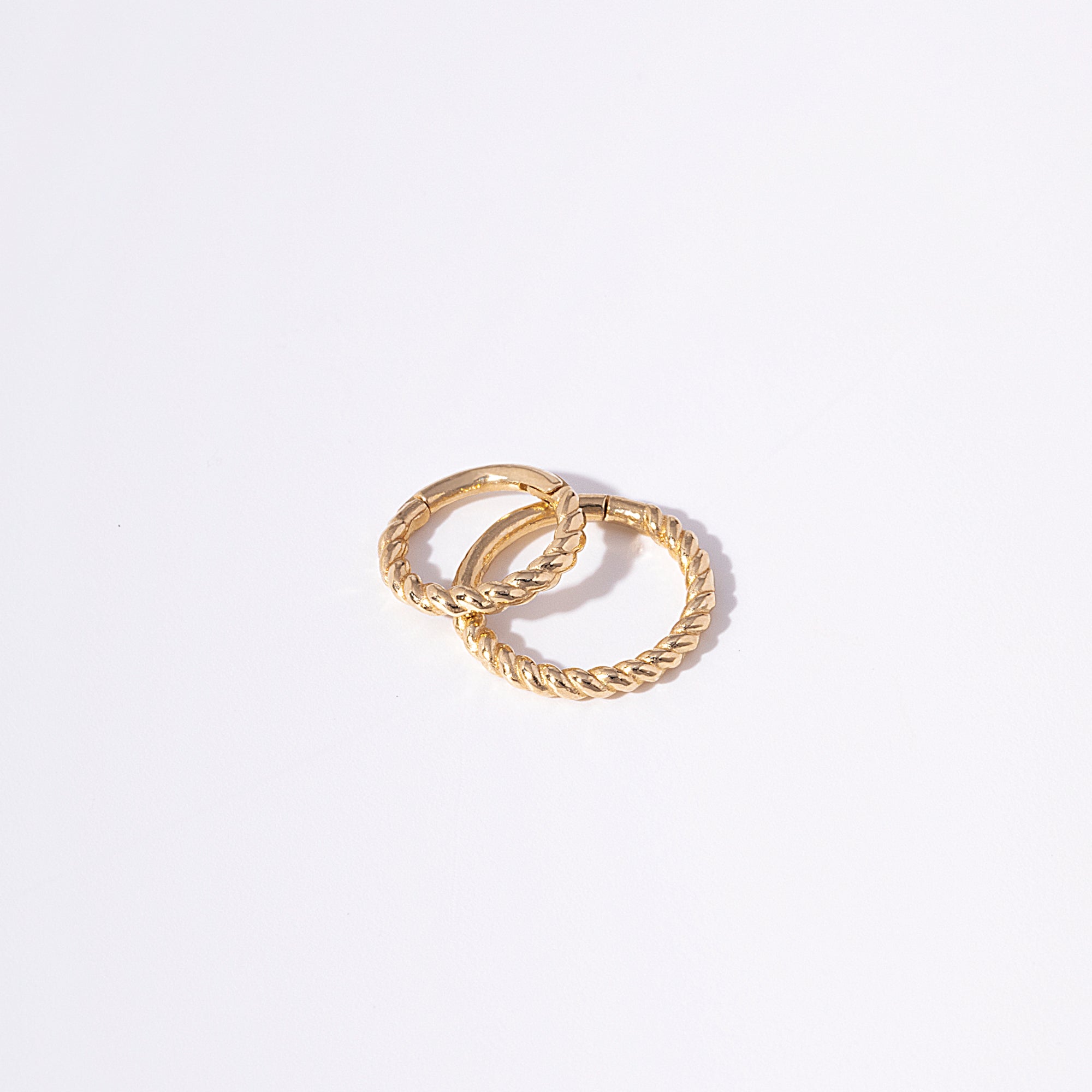 14K Massief Goud Gedraaide Touw Kleine Clicker 8mm