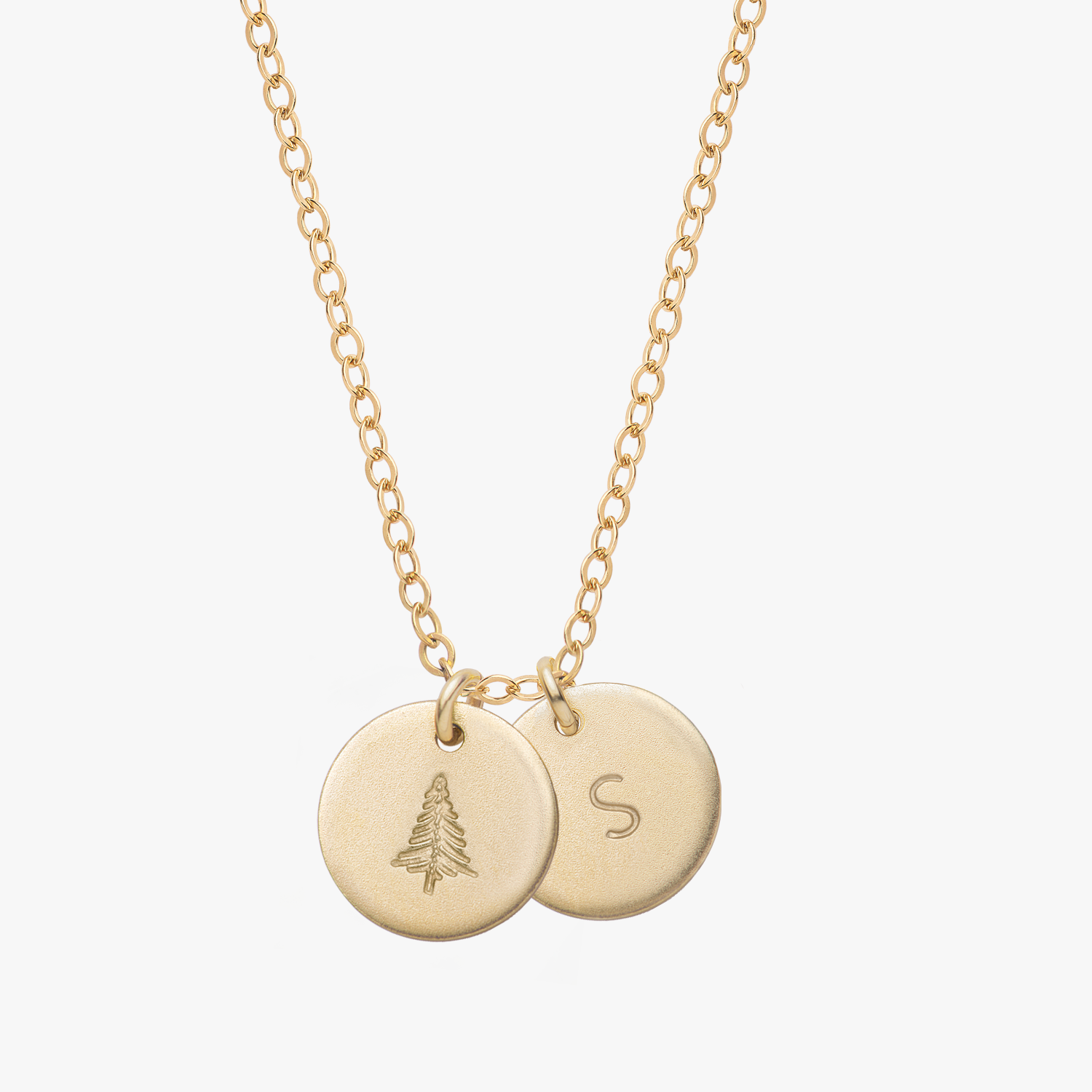 Personalized Mini Icon Initial Necklace Gold
