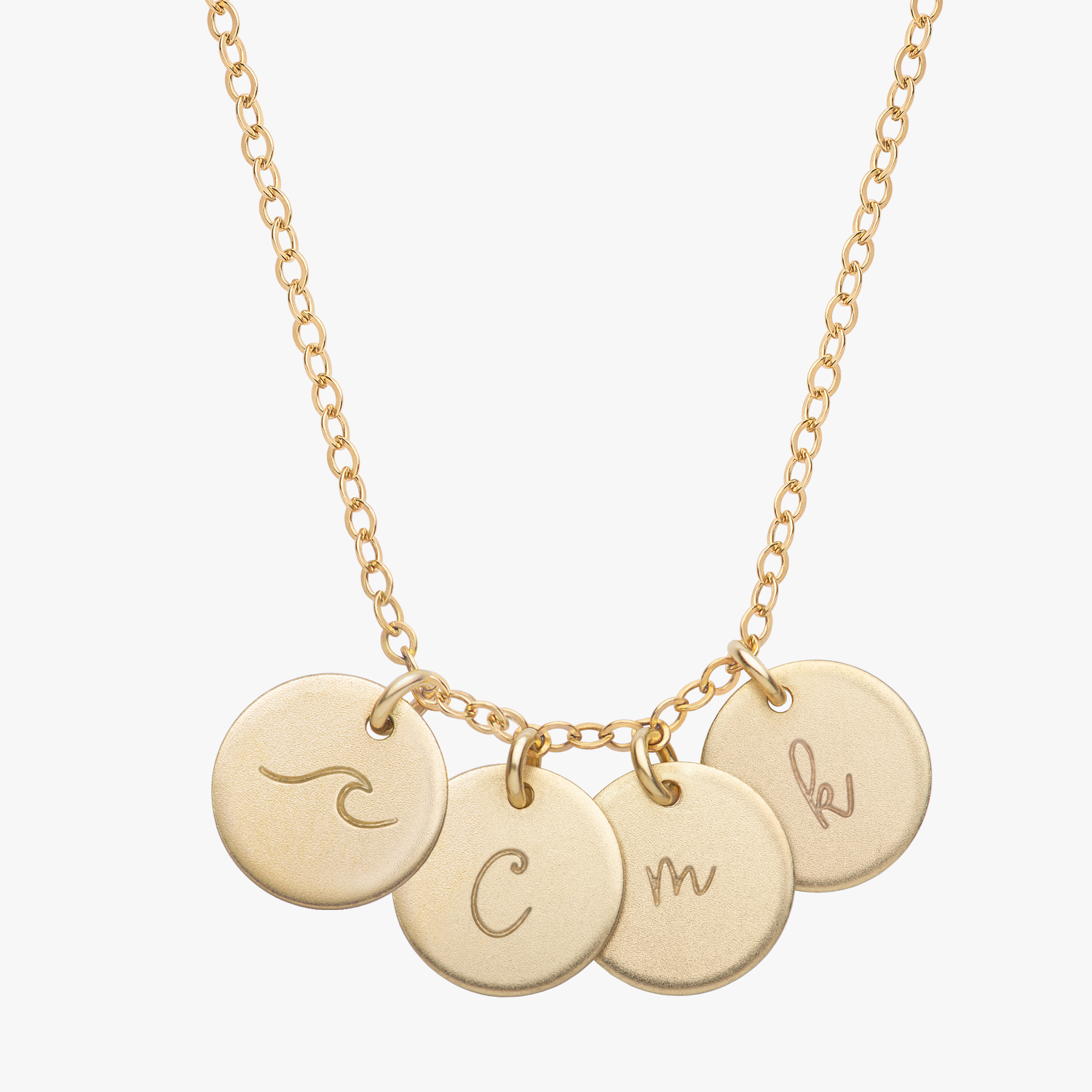 Personalized Mini Icon Initial Necklace Gold