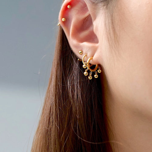 Mini Shaker Ball Hoop Earrings