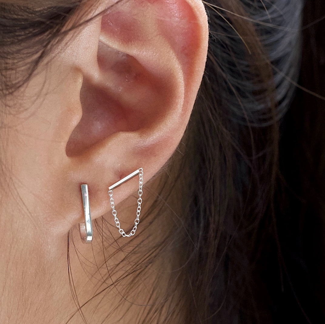 Skinny Bar Chain Stud Earrings – J&CO Jewellery
