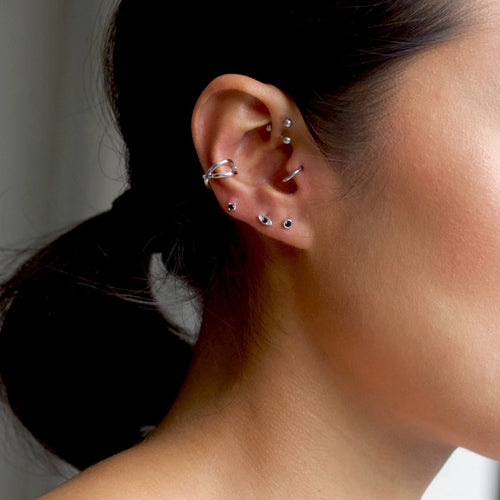 Mini Black Bezel Stud Earrings