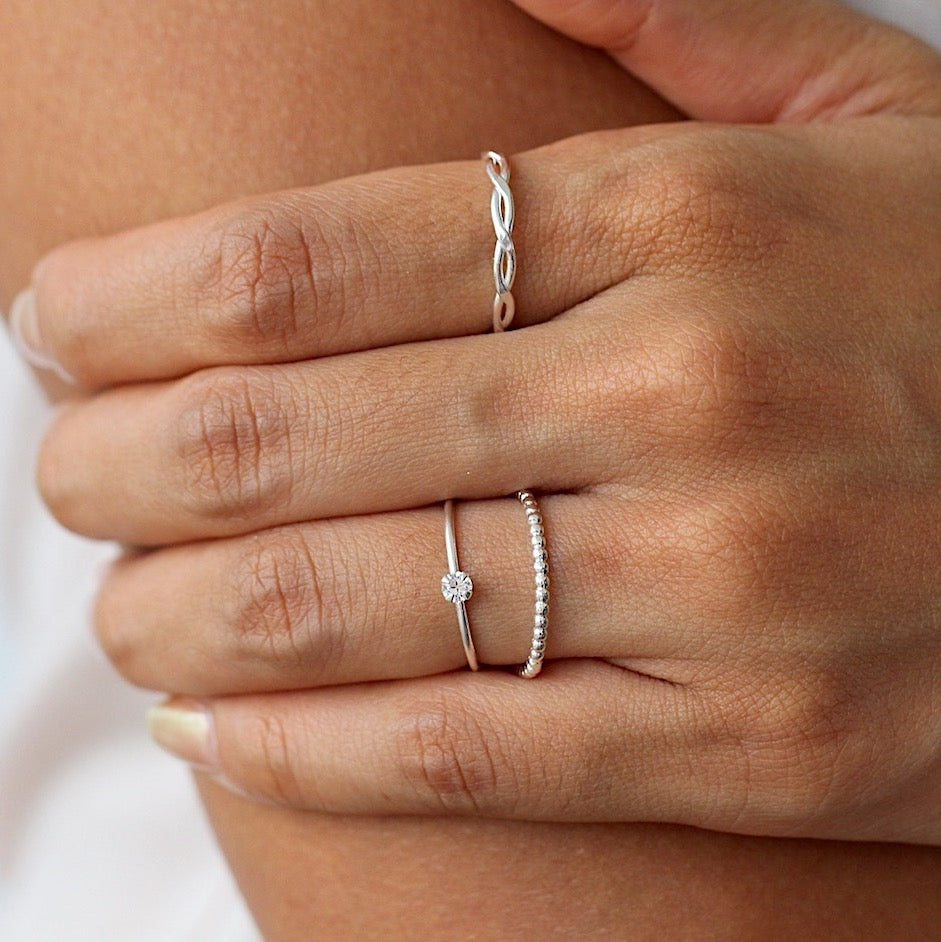 Flettet Tynn Ring Sølv