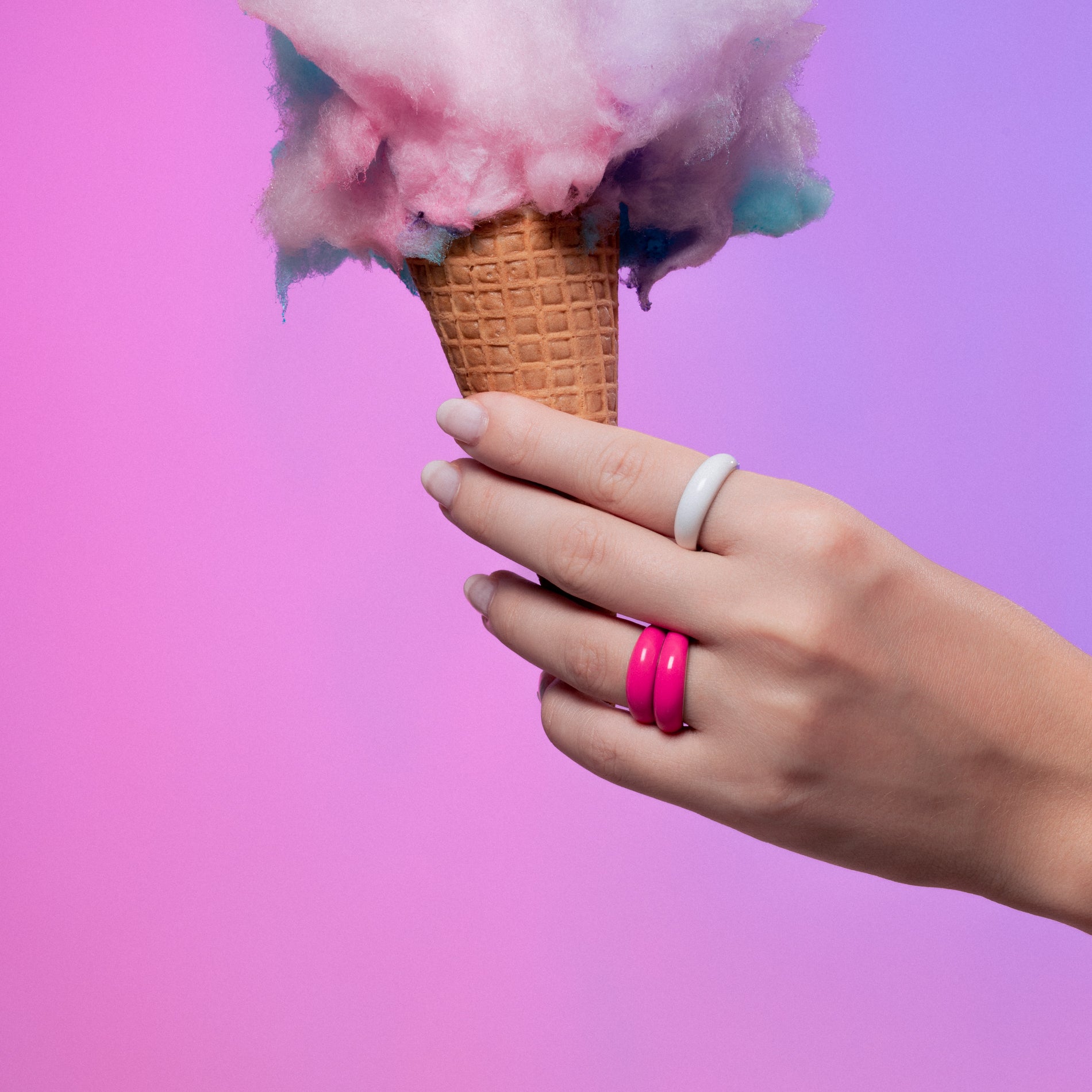 แหวนโดมเคลือบอีนาเมลสีชมพูนีออน