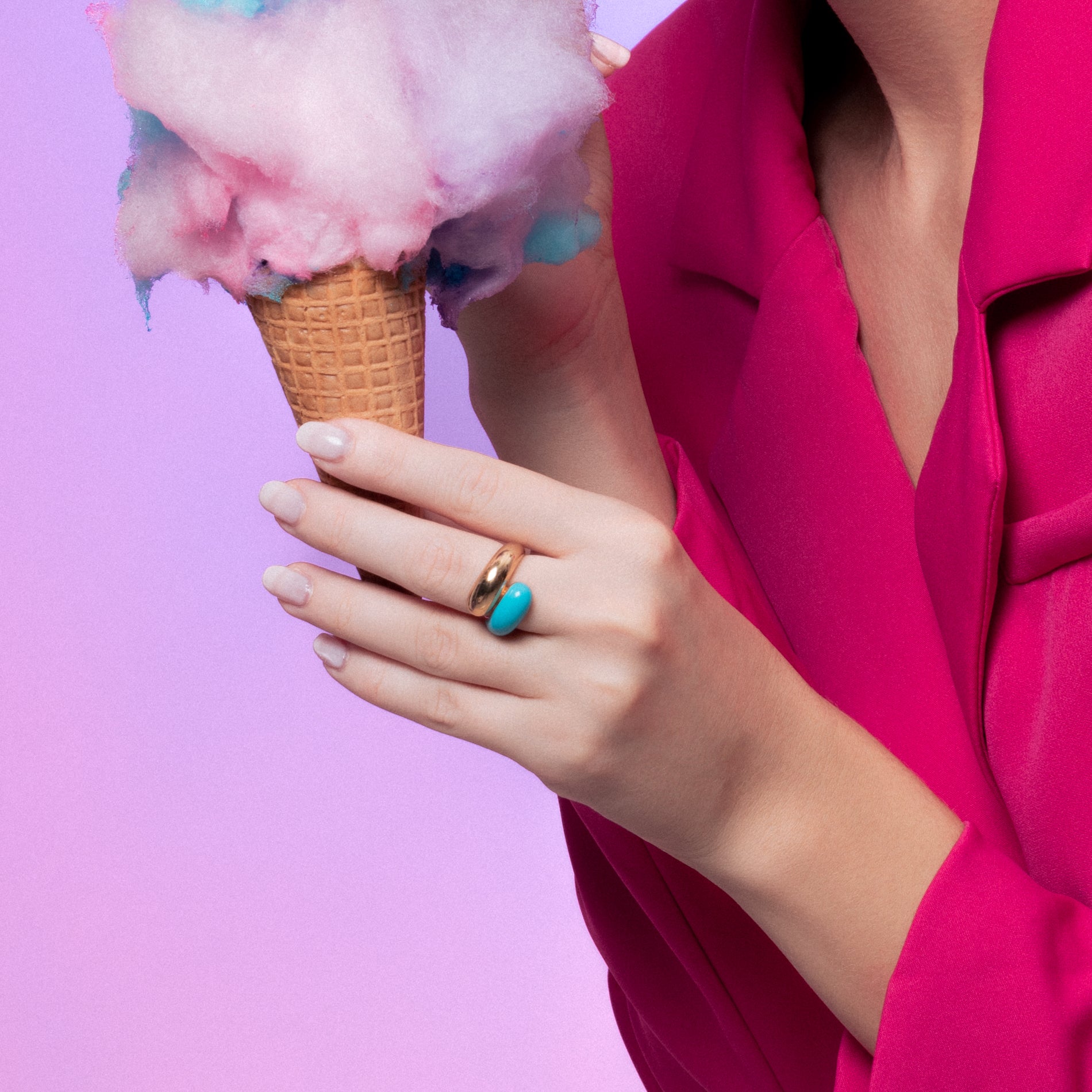 Twin Dome Hemelsblauwe Emaille Ring