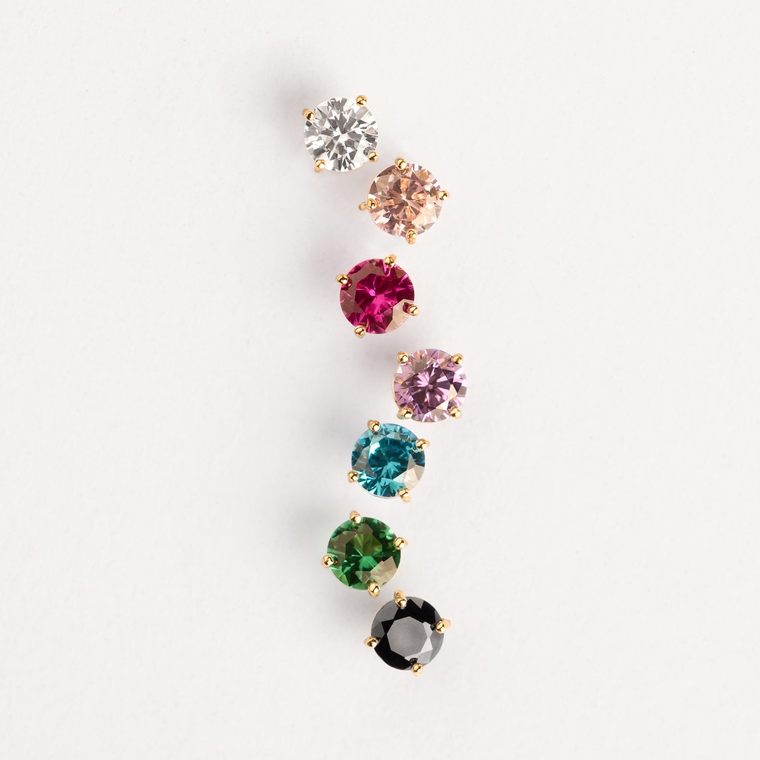 14K Massief Goud Mini CZ Halter - Smaragd