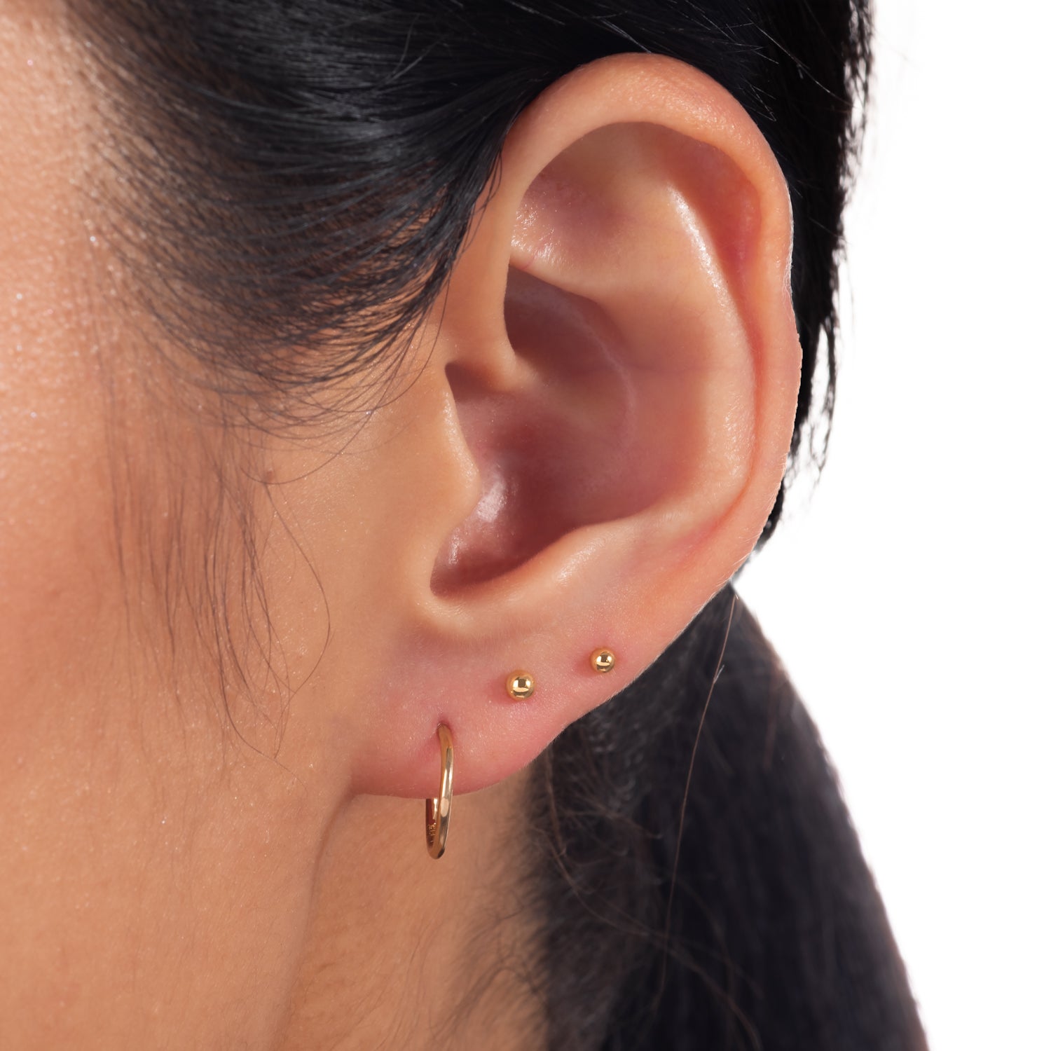 14K Solid Gold Endless Small Hoop Earrings 15mm J CO Jewellery